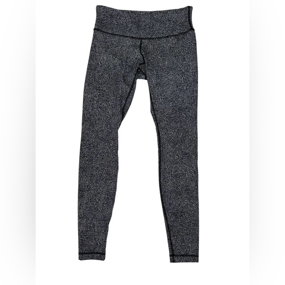 LULULEMON Women Gray HEATHERED HERRINGBONE Wunder Under LOW RISE TIGHTS SZ 6 - Picture 1 of 7